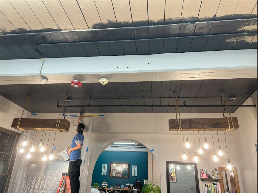 Interior renovation with pendant lighting